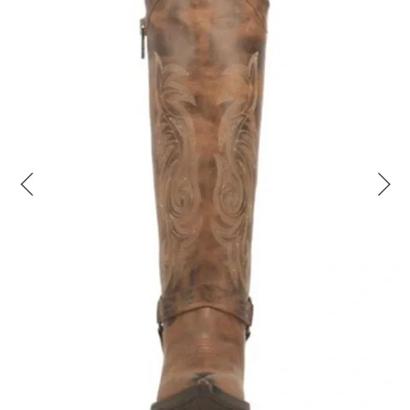 NWT Laredo Diamanté Cowboy Leather Boots Tan - Picture 2 of 10